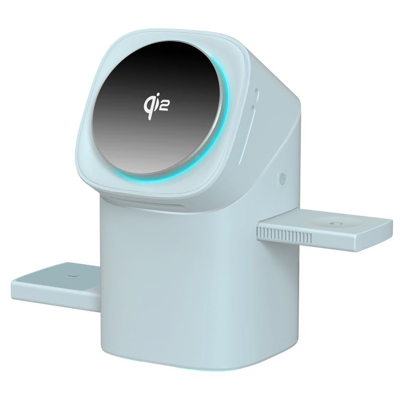 Three in One Wireless Charger, Fast Charging, Qi2 Certified, Suitable for Iphone, Iwatch, Airpods Headphone Charging Stations, Touch Pop-Up Charging, Smartphone Automatic, Easy to Carry Wireless Charger