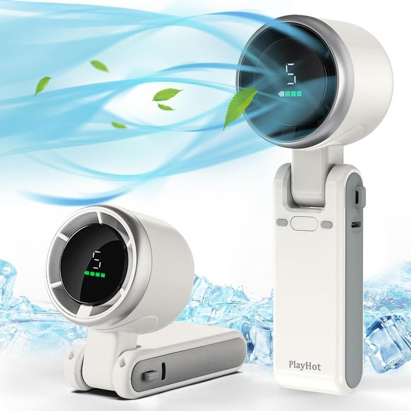 PLAYHOT Portable Handheld Turbo Fan - High-Power 5-Speed Mini Fan with USB Rechargeable 4000mAh Battery, Perfect for Camping and Outdoor Travel