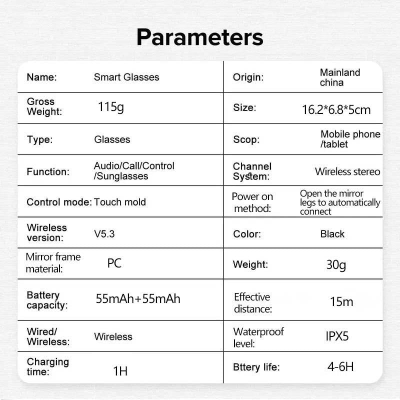 Advanced Smart Glasses with Wireless Stereo Earphones and Anti-Glare Sunglasses for Outdoor Activities such as Tourism, Driving, Cycling, Climbing, and Fishing