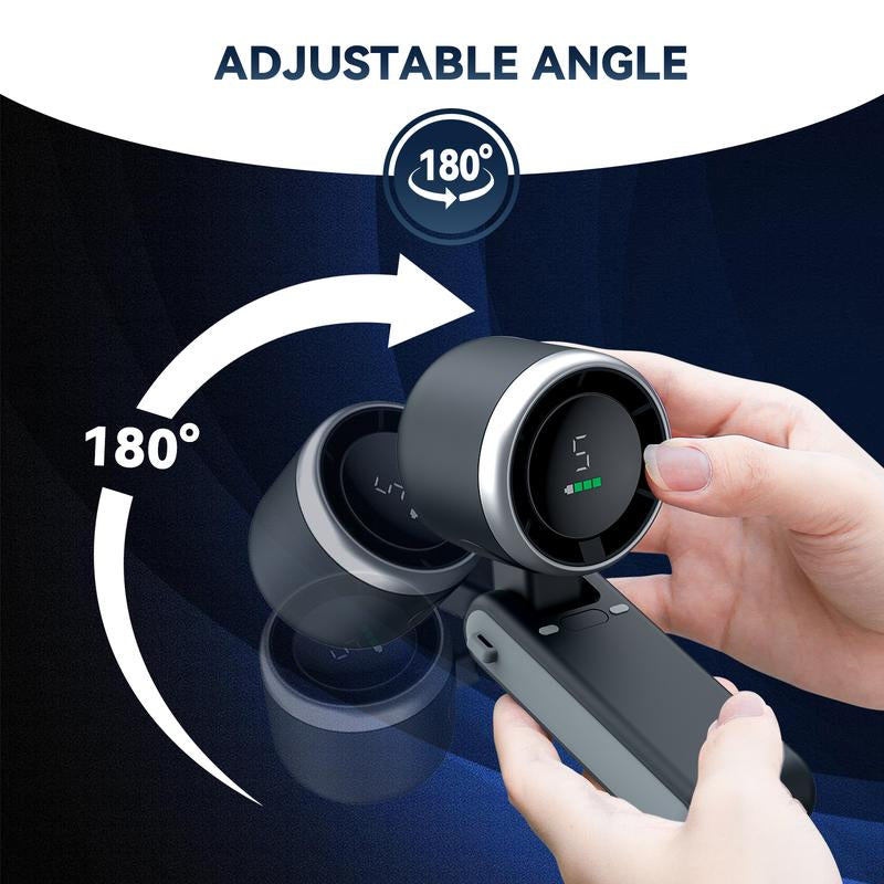 PLAYHOT Portable Handheld Turbo Fan - High-Power 5-Speed Mini Fan with USB Rechargeable 4000mAh Battery, Perfect for Camping and Outdoor Travel