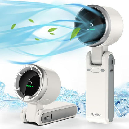 PLAYHOT Portable Handheld Turbo Fan - High-Power 5-Speed Mini Fan with USB Rechargeable 4000mAh Battery, Perfect for Camping and Outdoor Travel