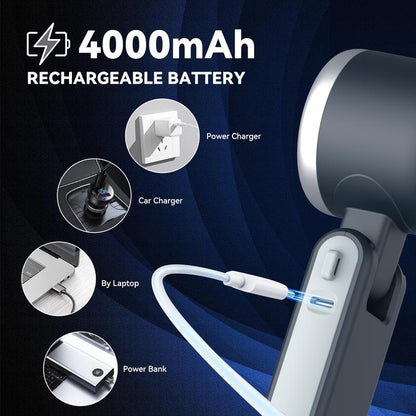 PLAYHOT Portable Handheld Turbo Fan - High-Power 5-Speed Mini Fan with USB Rechargeable 4000mAh Battery, Perfect for Camping and Outdoor Travel