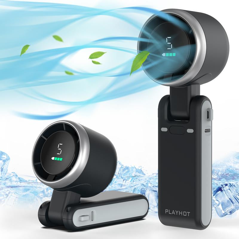PLAYHOT Portable Handheld Turbo Fan - High-Power 5-Speed Mini Fan with USB Rechargeable 4000mAh Battery, Perfect for Camping and Outdoor Travel