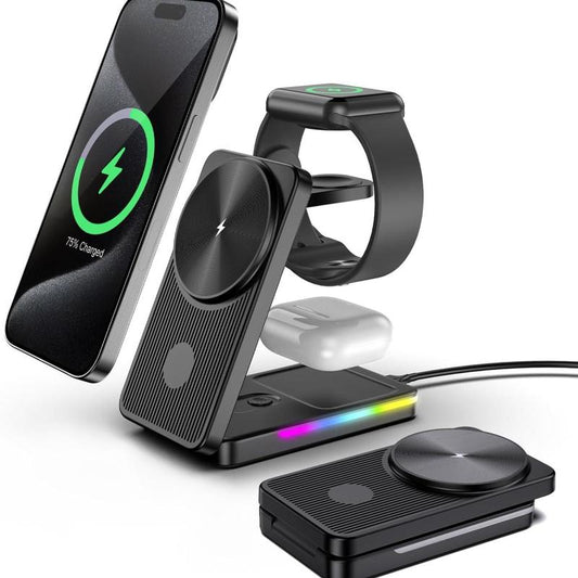 Wireless Charging Station for Apple Devices, 3 in 1 Mag-Safe Wireless Charger for Iphone 15 14,13,12 Pro Max/Pro/Plus/Mini, Apple Watch Ultra 8/7/SE/6/5/4/3/2/1, Airpods Pro/2/3 3 N